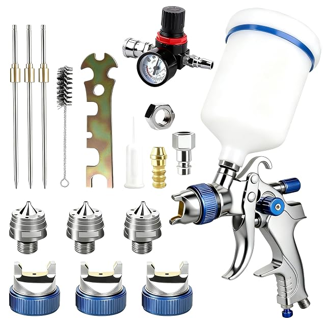 Kit de pistola de pintar HVLP MFUSUL con tres boquillas