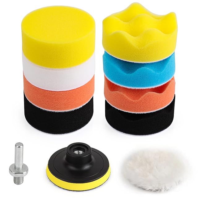 Juego de esponjas de pulido Kshineni de 80 mm con adaptador de taladro