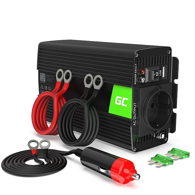Inversor de corriente de onda pura para coche Green Cell de 500 W