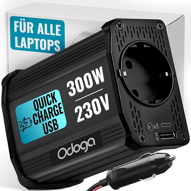 Inversor de corriente para coche Odoga de 300 W con USB-C