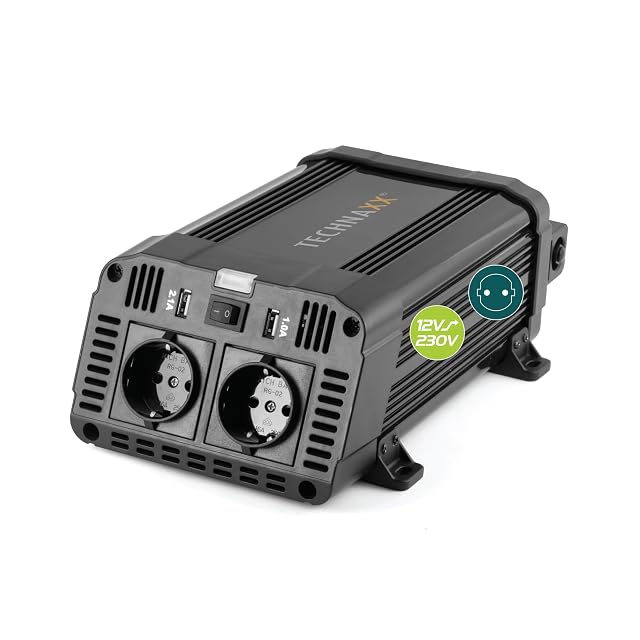 Inversor de corriente para coche Technaxx de 1200 W con dos tomas Schuko